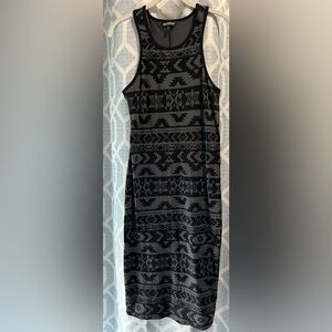 Express Black and Gray Halter Bodycon Midi Dress